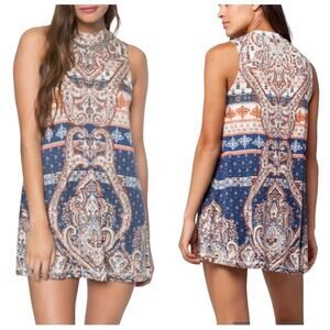 O’Neill Mini Dress Lennon Sleeveless paisley Sz S Boho cottage core